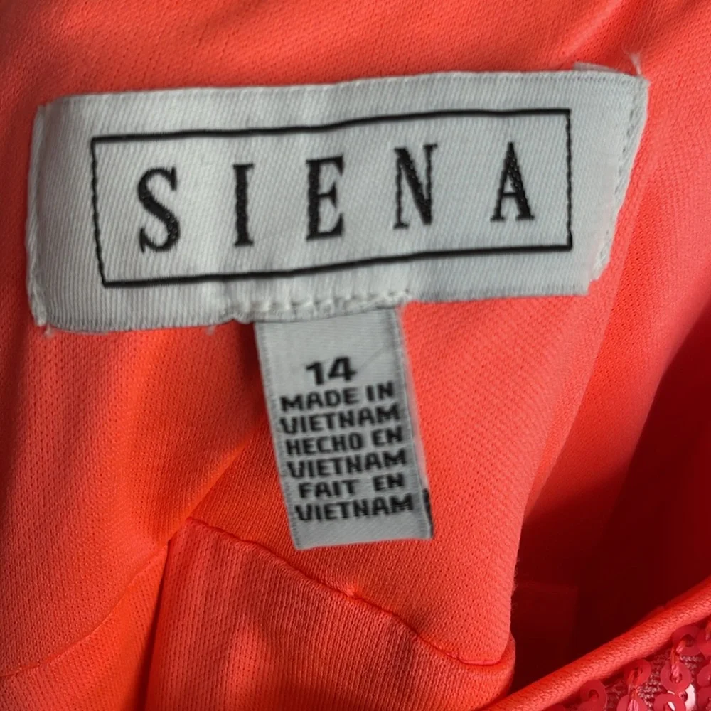 SIENA CORAL ALLOVER SEQUINS SPAGHETTI STRAP MIDI DRESS SIZE 14 NWT